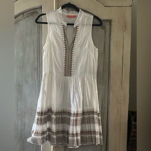 Oliphant White and Gold/Brown Sleeveless Mini Dress